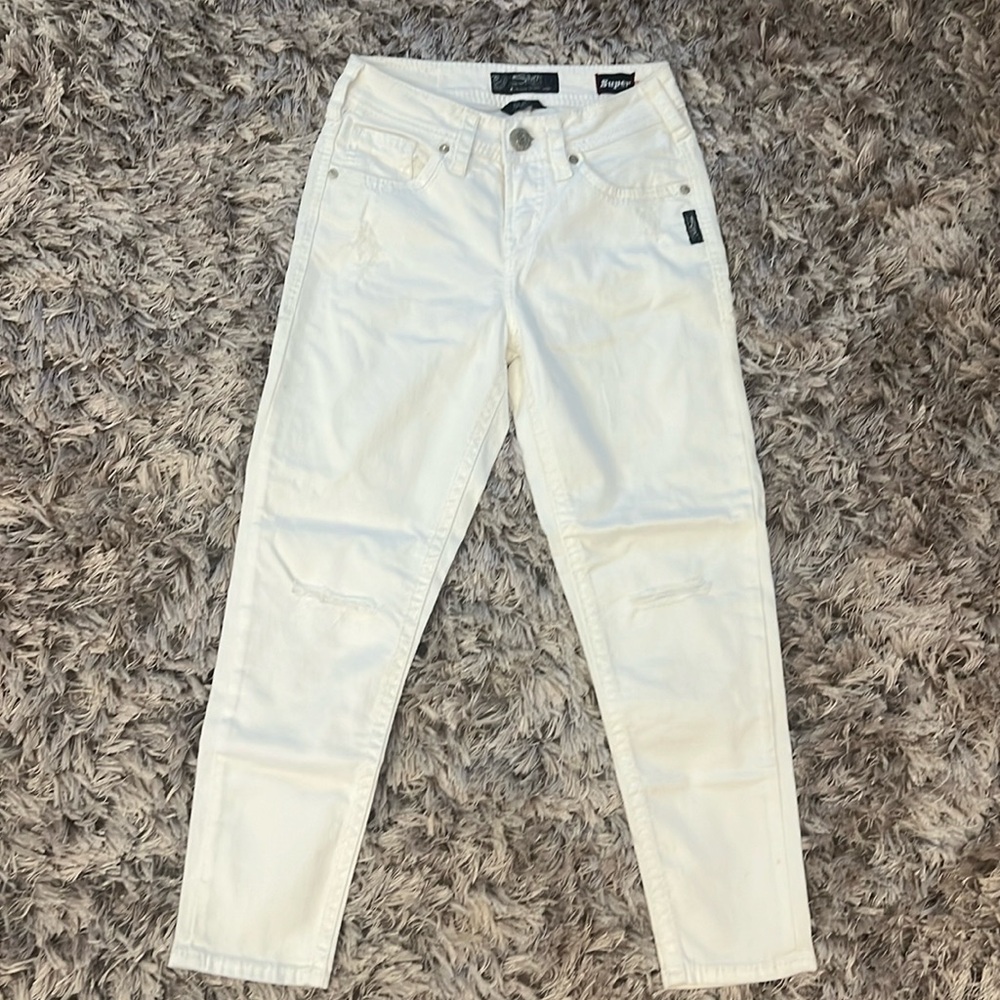 Women’s White Silver Suki High Capri Super Stretch size W25/L24